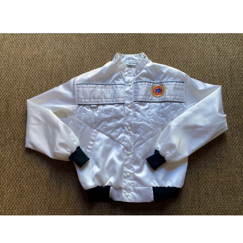 Vintage Unocal 76 Satin White Lightweight Jacket